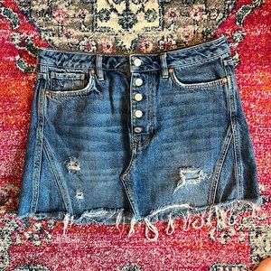 Free People Jean Mini Skirt